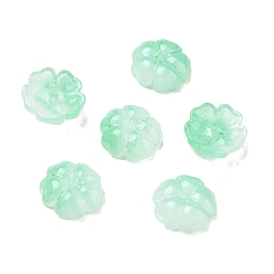 Aquamarine Gradient Color Transparent Glass Bead Cap, 5-Petal Flower, Aquamarine, 13x4.5mm, Hole: 1.4mm