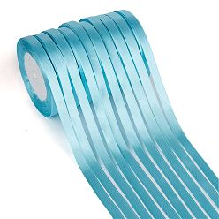 Sky Blue Single Face Solid Color Satin Ribbon, for Bows Crafts, Gifts Party Wedding Decoration, Sky Blue, 1/4 inch(6~7mm), about 25yards/roll(22.86m/roll), 10rolls/group, 250yards(228.6m/group)
