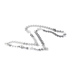 Stainless Steel Color 201 Stainless Steel Heart Link Chain Necklace for Men Women, Stainless Steel Color, 18.90 inch(48cm)