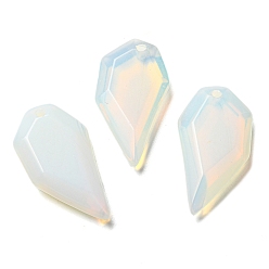 Opalite Opalite Pendants, Faceted Half Heart Charms, 27x14x5.5mm, Hole: 1.5mm