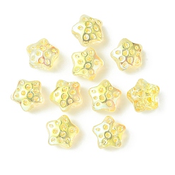 Gold Transparent Electroplate Glass Beads, Rainbow Plated, Star, Gold, 15x15x9mm, Hole: 1.2mm