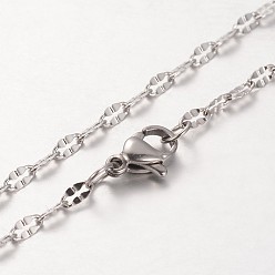 Stainless Steel Color 304 Stainless Steel Oval Link Chain Necklaces, with Lobster Claw Clasp, Stainless Steel Color, 19.7 inch(50cm)