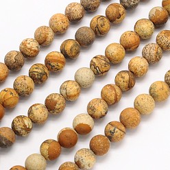 Jaspe Image Dépoli perles rondes image naturelle de jaspe brins, 6mm, Trou: 1mm, Environ 65 pcs/chapelet, 15.3 pouce