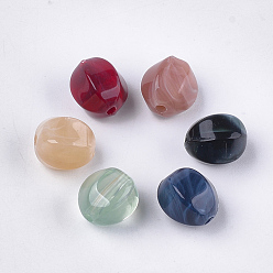Mixed Color Acrylic Beads, Imitation Gemstone Style, Oval, Mixed Color, 13x12.5x11mm, Hole: 2mm