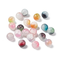 Mixed Color Transparent Crackle Glass Beads, Round, Mixed Color, 10x9mm, Hole: 1.5mm, about 784pcs/1000g