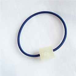 Cylindrical white Sparkling Starry Sky Ball Hair Tie - Simple Pearl Elastic Band with Beads.