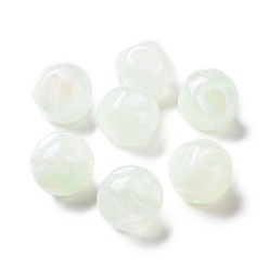 Honeydew Opaque Acrylic Beads, Glitter Beads, Twist Round, Honeydew, 15.5x14.5x15.5mm, Hole: 1.8mm, about 230pcs/500g