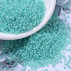 (RR571) Окрашенный Морско-зеленый Алебастр с Серебряной Подкладкой  Миюки круглые бусины рокайль, японский бисер, 11/0, (rr 571) алебастр, окрашенный в серебристо-зеленый цвет, 2x1.3 мм, отверстие : 0.8 мм, Около 1111 шт / 10 г