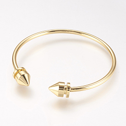 Real 18K Gold Plated Brass Cuff Bangle, Real 18K Gold Plated, 2-1/8 inch(54mm)