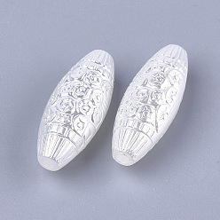 Ivory Acrylic Imitation Pearl Beads, Oval, White, 23x9x8mm, Hole: 1.8mm, about 600pcs/500g