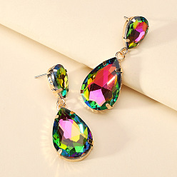 colorful Colorful Transparent Glass Crystal Earrings with Fashionable Waterdrop Shape for Elegant and Stylish Women