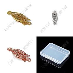 Mixed Color 60Pcs 3 Colors Stainless Steel Box Clasps, Fish, 1-Strand, 2-Hole, Mixed Color, 21.7x7.1mm, 20pcs/color