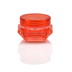 Оранжево-Красный Прозрачная пластиковая пустая портативная банка для крема для лица, крошечные контейнеры для образцов макияжа, с винтовой крышкой, ромб, оранжево-красный, 3.3x2.1 см, емкость: 2 г
