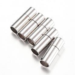 Platinum Tube Brass Bayonet Clasps, Column, Platinum, 20x7mm, Half Hole: 6mm
