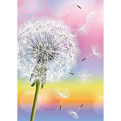 Flower Diamond Painting Kits, including Acrylic Rhinestones, Diamond Sticky Pen, Tray Plate and Glue Clay, Dandelion Pattern, 400x300mm