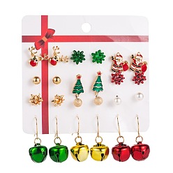 MS1313-1 Christmas Pearl Bell Earrings Set - Fashionable and Festive
