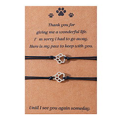 B00462 Black Line Colorful Cat Paw Print Friendship Bracelet Handmade Woven Blessing Cord