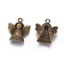 Antique Bronze Tibetan Style Alloy Pendants, Lead Free and Cadmium Free, Angel, 21x19x3mm, Hole: 2mm, 21x19x3mm, Hole: 2mm