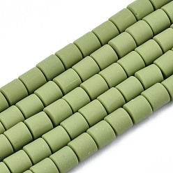 Желто-Зеленый Полимерной глины ручной работы бисер нитей, для поделок ювелирных изделий, плоско-круглые, желто-зеленый, 6.5x6 мм, отверстие : 1.2 мм, около 61 шт / нитка, 15.75 дюйм (40 см)