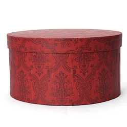 Red Round Paper Hat Boxes with Lid, Valentine's Day Flower Print Gift Case for Chocolate, Perfume, Jewelry Gift Holder, Red, 18x9cm