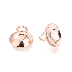 Rose Gold 201 Stainless Steel Bead Cap Pendant Bails, for Globe Glass Bubble Cover Pendants, Rose Gold, 7x10mm, Hole: 3mm