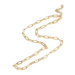 Golden Ion Plating(IP) 304 Stainless Steel Paperclip Chain Necklace for Women, Golden, 16.34 inch(41.5cm)