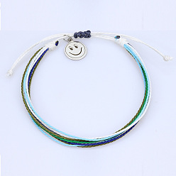 C12 Bohemian Wax Thread Bracelet with Smiling Sun Charm - Handmade Woven Friendship Bracelet