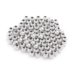 Stainless Steel Color 304 Stainless Steel Beads, Hollow Round, Stainless Steel Color, 3x2.7~3mm, Hole: 1mm, 500pcs/bag