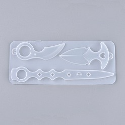 White Self-Defense Keychain Silicone Molds, Resin Casting Molds, For UV Resin, Epoxy Resin Jewelry Making, Knife, White, 187x78x7mm, Inner Diameter: 92~181x27~49mm