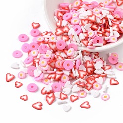 Pearl Pink Handmade Polymer Clay Cabochons, Nail Art Decoration Accessories, Flower/Heart/Bear/Column, Pearl Pink, 4~15x1.5~7.5x0.5~1.6mm