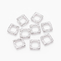 Real Platinum Plated Brass Linking Rings, Square, Real Platinum Plated, Nickel Free, 14x14x1mm