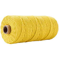 Gold Cotton String Threads for Crafts Knitting Making, Gold, 3mm, about 109.36 Yards(100m)/Roll