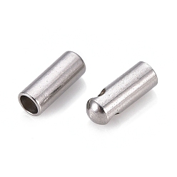Stainless Steel Color 201 Stainless Steel Cord Ends, End Caps, Column, Stainless Steel Color, 7.5x2.8mm, Hole: 1.6mm, Inner Diameter: 2mm