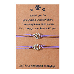 B00462 Purple Thread Colorful Cat Paw Print Friendship Bracelet Handmade Woven Blessing Cord