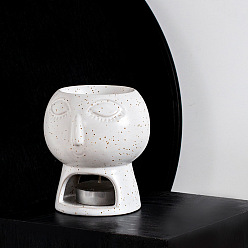 Blanc Bougeoir en porcelaine, brûleur d'arôme d'aromathérapie, brûleurs à cire fondue, pour la décoration de la chambre à la maison, forme de la bouche, blanc, 7.5x9 cm