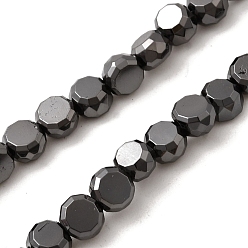 Металлическо-черное Гальванопокрытие Стеклянные бусины с гальваническим покрытием , барабан, граненые, покрытие черного цвета металла, 5.5x3.5 мм, отверстие : 1 мм, около 86~88 шт / нитка, 16.14~16.54'' (41~42 см)