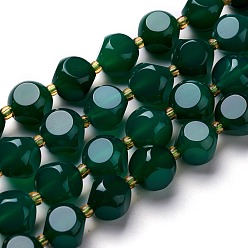 Natural Agate Natural Green Agate Beads Strands, with Seed Beads, Dyed & Heated, Six Sided Celestial Dice, 7.5~8x7.5~8x7.5~8mm, Hole: 0.5mm, about 39pcs/strand, 15.94''(40.5cm)