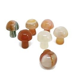 Red Agate Natural Red Agate Healing Mushroom Figurines, Reiki Energy Stone Display Decorations, 20mm
