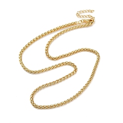 Настоящее золото 18K 3мм латунные ожерелья из пшеничной цепи, без свинца и без кадмия, долговечный, стойки покрытие, реальный 18 k позолоченный, 17.87 дюйм (45.4 см)
