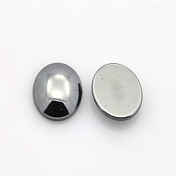 Black Oval Non-Magnetic Synthetic Hematite Cabochons, Black, 25x18x5~6.5mm