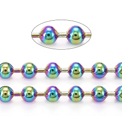 Rainbow Color Ion Plating(IP) 304 Stainless Steel Ball Chains, with Spool, Rainbow Color, 4mm, about 32.8 Feet(10m)/roll