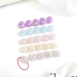 Mixed Color Transparent Crackle Acrylic European Beads, Large Hole Beads, Cube, Mixed Color, 24.5x24.5x20mm, Hole: 4mm