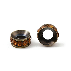 Коричневый Латунные бусины разделители для поставки стразов, класс А, рондель, античная бронза, кофе, 10x4.2 мм, отверстие : 4.2 мм