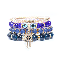 navy blue Jewelry Devil's Eye Palm Bracelet Imitation Agate Alloy Multicolor Bohemian Glass Bracelet