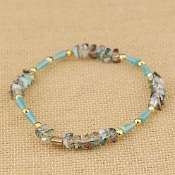 BC405-7 Unique Crystal and Gold Beaded Bracelet for Women - Elegant Handmade Jewelry