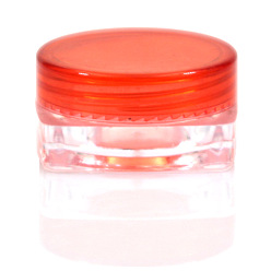 Orange Red Transparent Plastic Empty Portable Facial Cream Jar, Tiny Makeup Sample Containers, with Screw Lid, Square, Orange Red & Clear, 3x1.6cm, Capacity: 5g