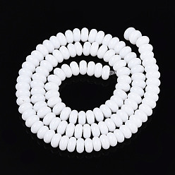 Белый Непрозрачные с напылением стеклянные бусины, рондель, белые, 6~6.5x3 мм, отверстие : 1 мм, около 103~118 шт / нитка, 14.57~14.96 дюйм (37~38 см)