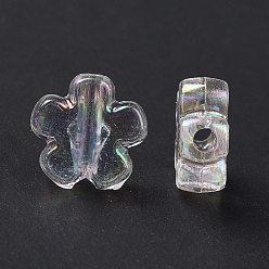 Clear AB Transparent Acrylic Beads, Clear AB Color, Flower, Clear AB, 10x10x4mm, Hole: 1.8mm, about 1905pcs/500g
