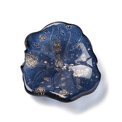 Dark Blue Transparent Glass Beads Caps, Lotus Leaf, Dark Blue, 25x24x6mm, Hole: 1.4mm