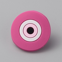 Pink PVC Straw Charms, Evil Eye, Pink, 27~27.5x2.5mm, Hole: 5mm